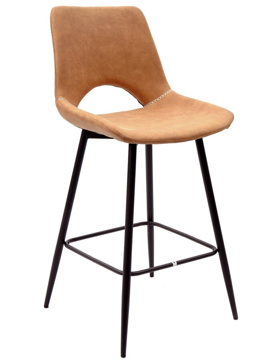 Taburete ANTIBES NEW, metal, similpiel MARR�N claro