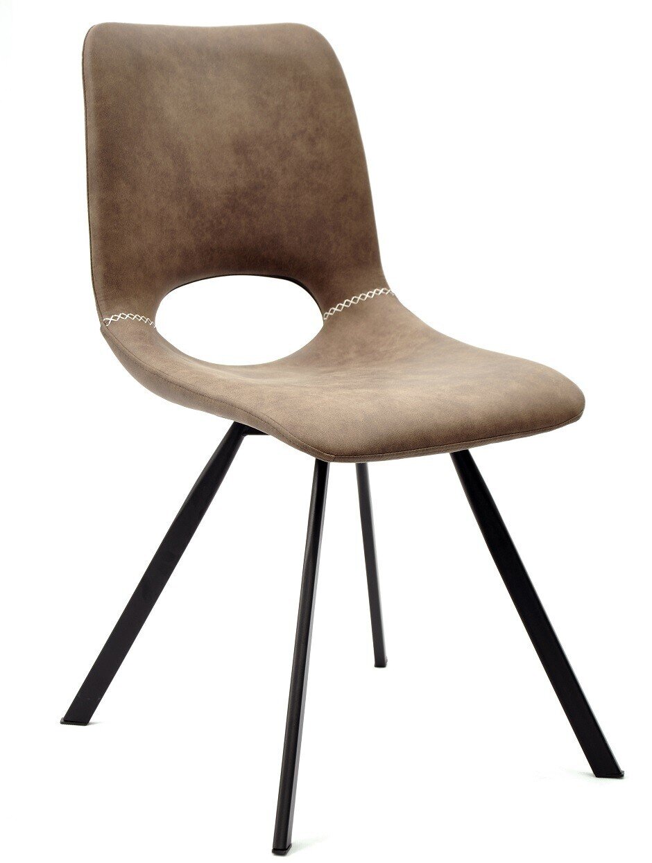 Silla ANTIBES NEW, metal, similpiel MARR�N oscuro