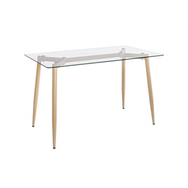 Mesa TIVOLI, metal, cristal transparente, 120 x 80 cms