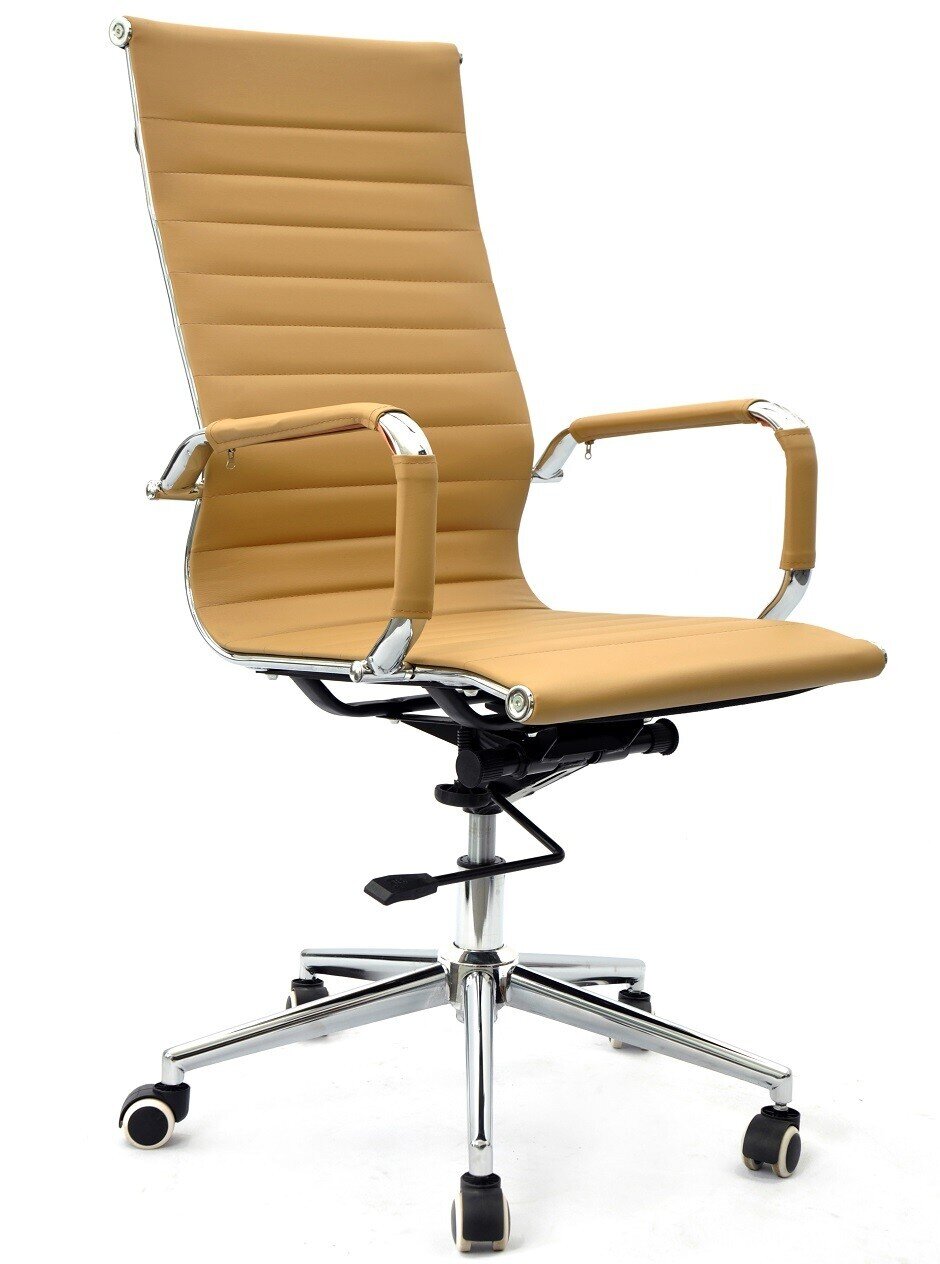 Sill�n de oficina KIEV, alto, gas, basculante profundo, similpiel MARR�N claro