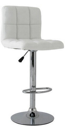 Taburete MIAMI (M), cromado, similpiel blanca