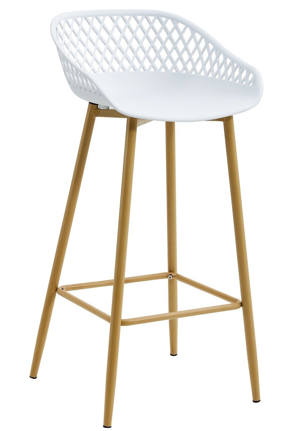 Taburete STRAUSS, metal, polipropileno blanco