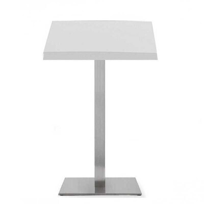 Mesa RHIN, alta, acero inoxidable, base de 110 cms y tapa 80 x 80 cms. Color a elegir, Tableros de 80x80 cms: WERZALIT SM - M�RMOL DE GENES 121