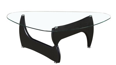 Mesa NOGU, baja, lacada negra, cristal, 120x70 cms