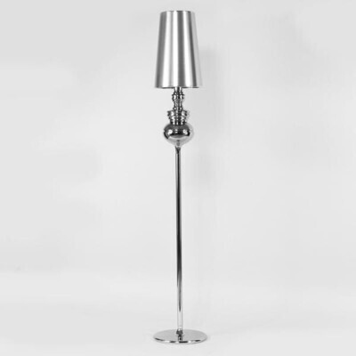 L�mpara LOUVRE, pie sal�n, cromada, pantalla plata