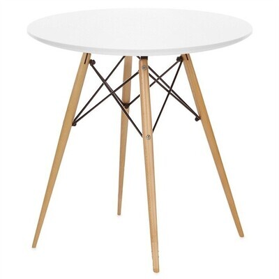Mesa TOWER, base madera, tapa blanca, 80 cms de di�metro