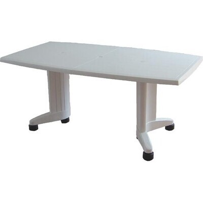 Mesa SIL, blanca, ovalada, ampliable 165/225 x 95 cms.
