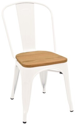 Silla TOL, acero, madera, blanca