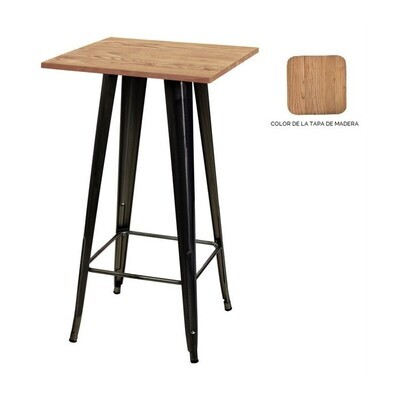 Mesa TOL, alta, acero, madera, negra, 60x60 cms