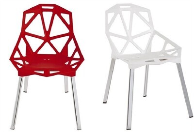 Silla CAMY, aluminio, polipropileno rojo*