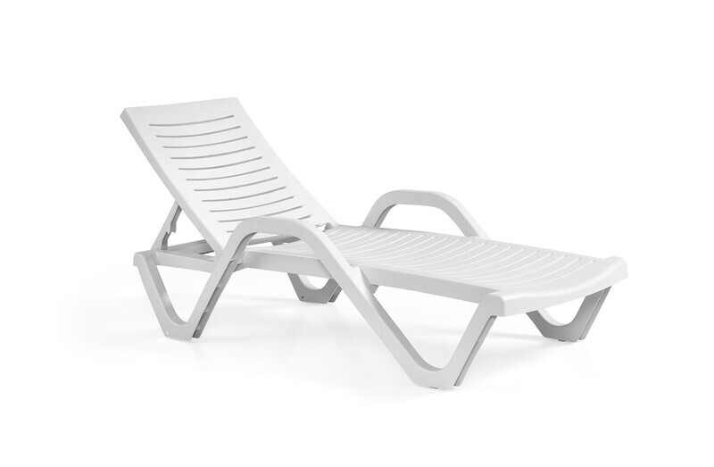 Tumbona MISSY, 5 posiciones, apilable, polipropileno blanco