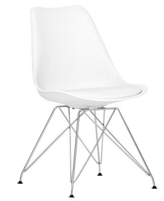 Silla TORRE (SU), cromada, blanca, coj�n blanco