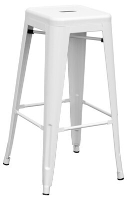 Taburete TOL, acero, blanco
