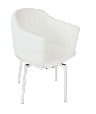 Sill�n CHARLES, cromado, asiento giratorio, similpiel blanca