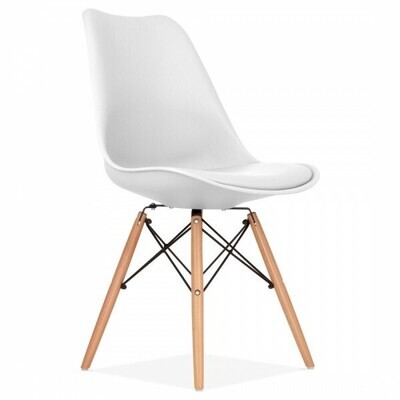 Silla TORRE NEW, madera, blanca, cojin blanco
