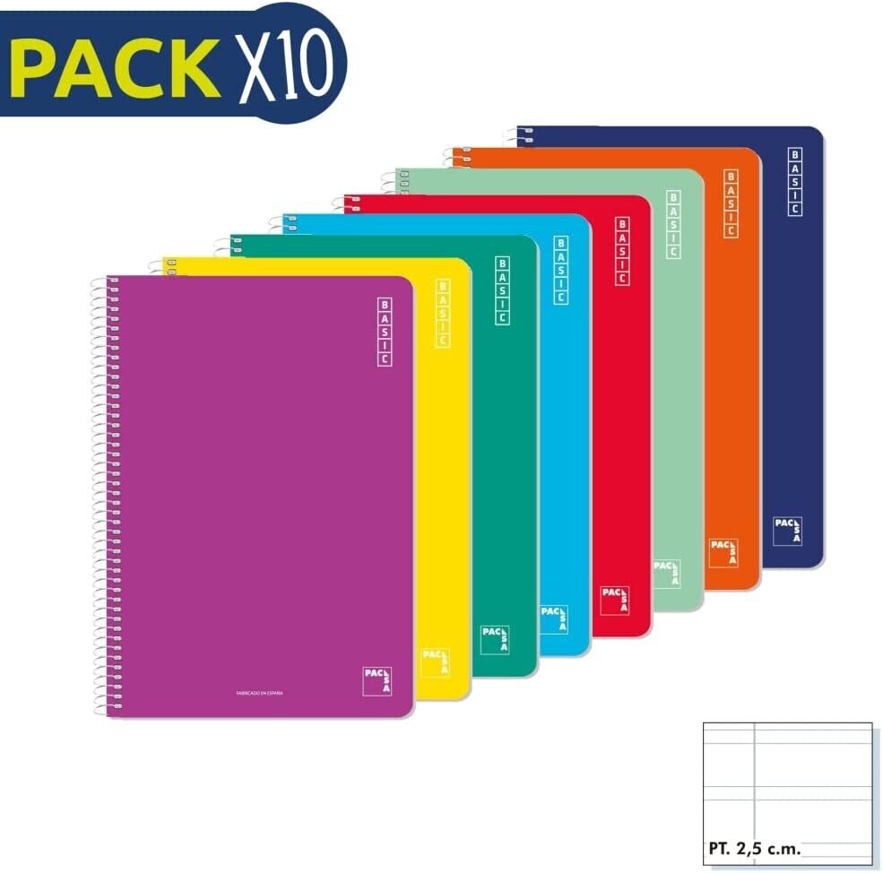 Pack 10 Bloc 60 gr cuarto 80 hojas pauta 2,5