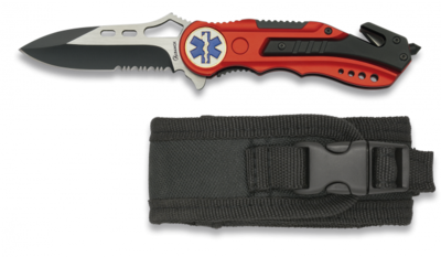 Navaja Albainox roja. sierra. Funda. 6.5