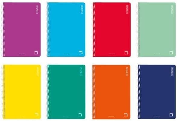 Cuaderno Basic 80 Hojas 5x5 Tapas cartón Folio 60gr Colores Surtido -10u-