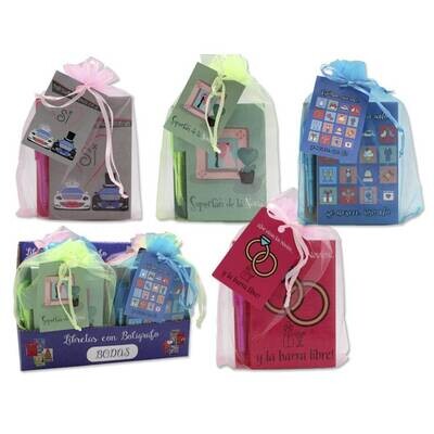 LIBRETA BODAS CON BOLÍGRAFO EN BOLSITA ORGANZA