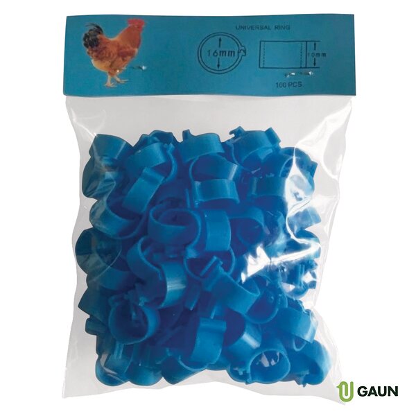 ANILLAS GALLINAS 16 MM. (AZUL) - 100 uds.