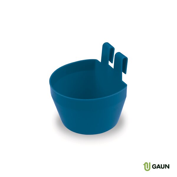 COMEDERO PLASTICO CON GANCHOS (AZUL) DOS UNIDADES