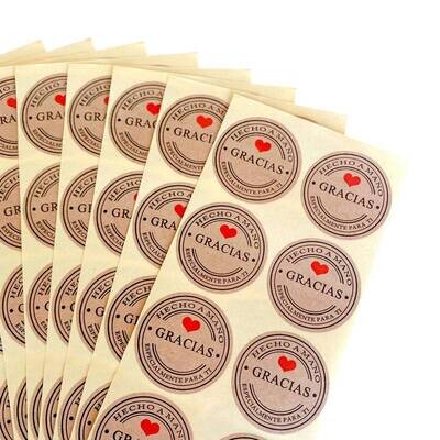LOTE 100 PEGATINAS GRACIAS 3,5 CM