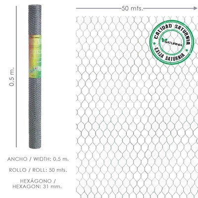 Enrejado Triple Torsion 31/  50 cm. Rollo 50 Metros Uso Domestico