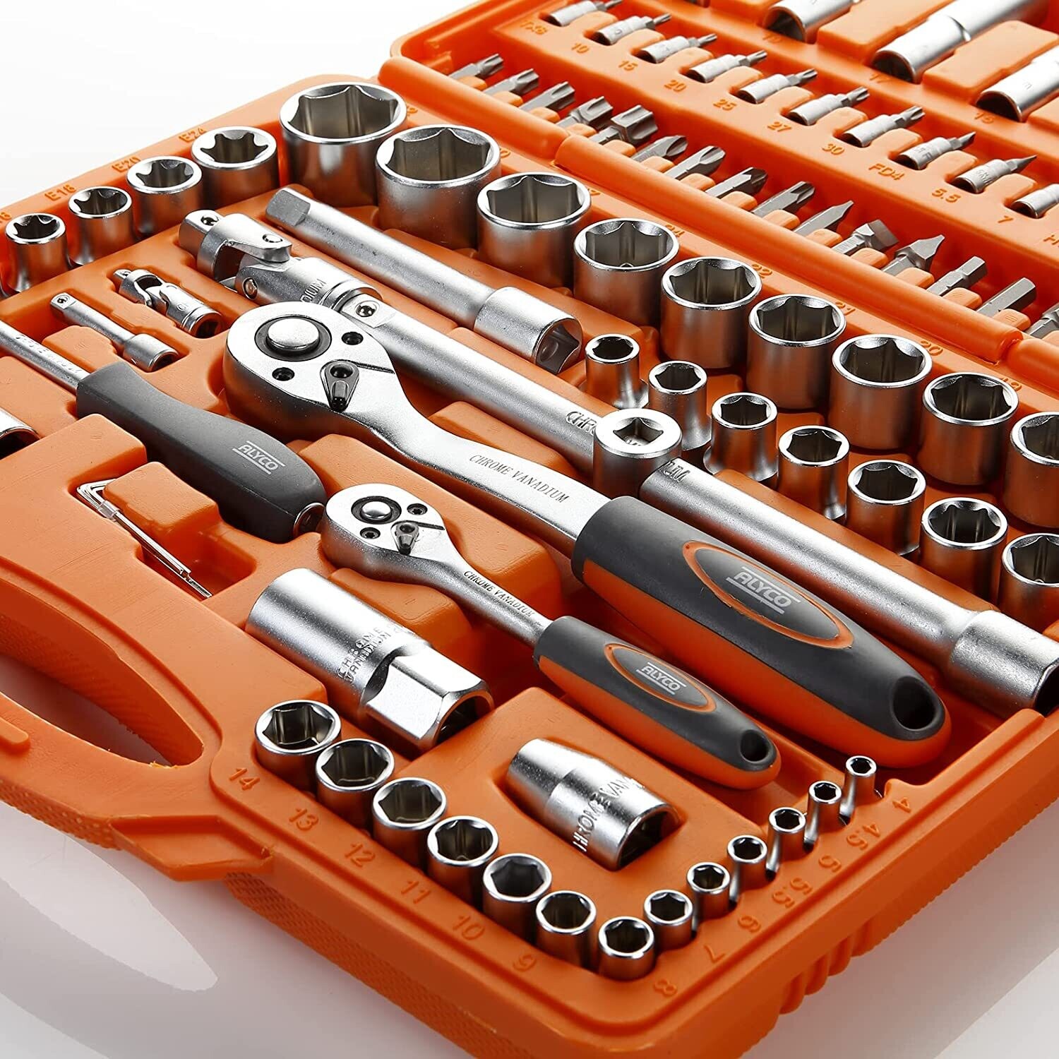 Llaves de Vaso Juego de 110 Piezas. Fabricadas en Acero al Cromo Vanadio. para Industria, Mecánica, Automoción, Instaladores