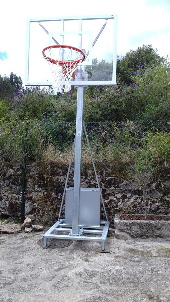 JGO CANASTAS GALVANIZADAS MINIBASKET DELUXE MONOTUBO TRASLADABLES 2 RUEDAS CON CARRO -SIN TABLEROS, AROS Y REDES)