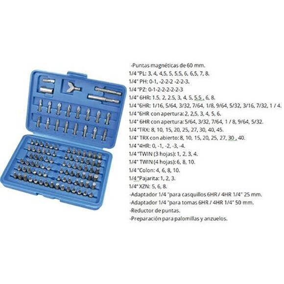 JUEGO (100) PUNTAS ATORNILLAR FERROTECH 1/4 EST100PCS