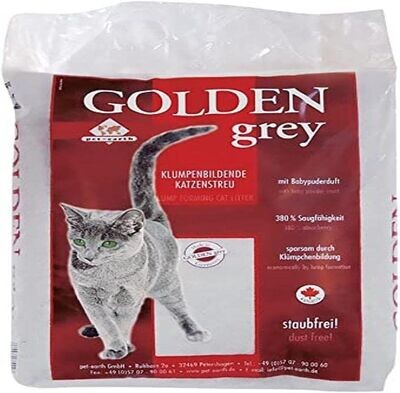 Cominter Animal Health Arena Gatos Aglomerante Golden Grey (14 kg). Tierra para Gatos Absorbente Antiolor de hasta 2 Meses