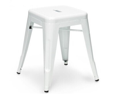 Taburete TOL 45, bajo, acero, blanco