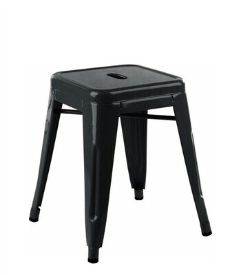 Taburete TOL 45, bajo, acero, negro