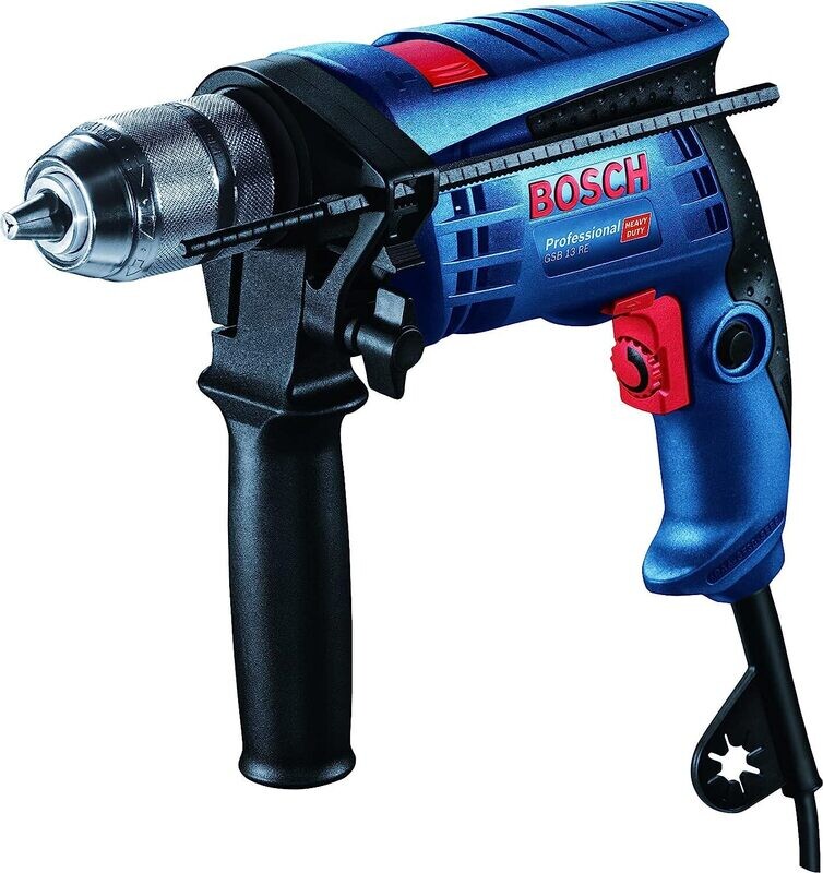 Bosch Professional GSB 13 RE - Taladro percutor (600 W, 0 – 2800 rpm, Ø max perforación hormigón 13 mm, en caja), Color Azul