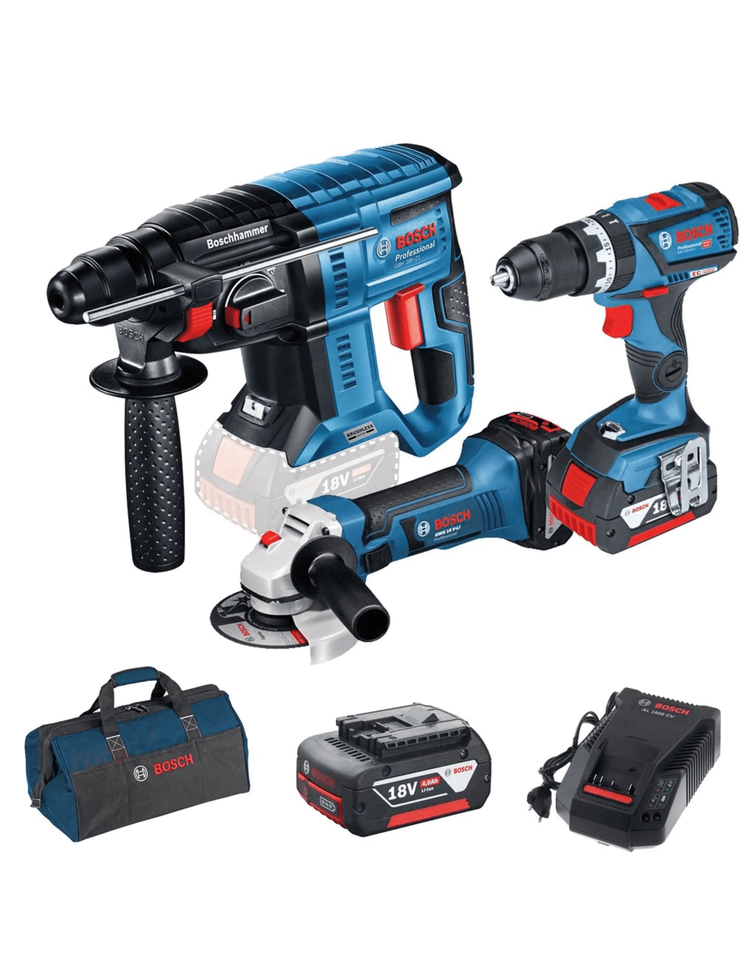 BOSCH 0615990M0U GBH 18V-21 Professional (Incluye 3 baterías + 1 cargador)