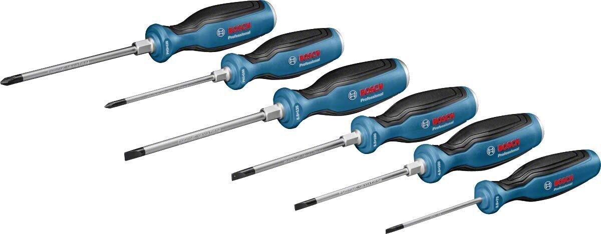 Bosch Professional - Set de 6 destornilladores (2 x punta PH, 4 x punta plana SL, Softgrip, en caja)
