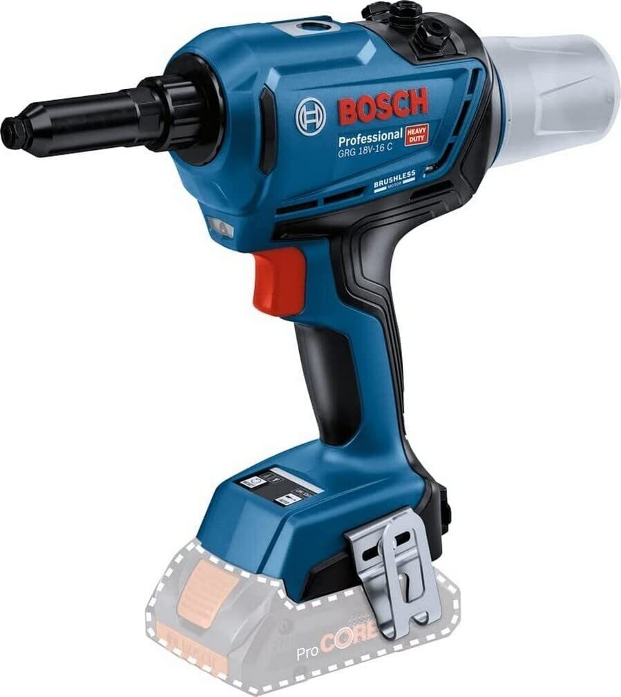 Bosch Professional 18V System GRG 18V-16 C - Remachadora a batería (fuerza 16.000 N, longitud de carrera 25 mm, sin batería, en caja)