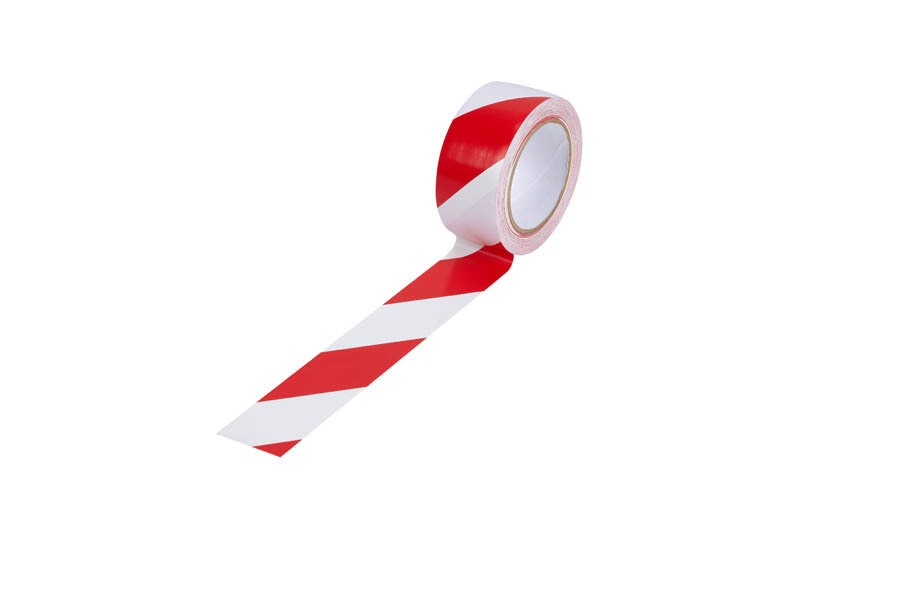 Cintas señalización adhesivas 33m roja y blanca SPV100