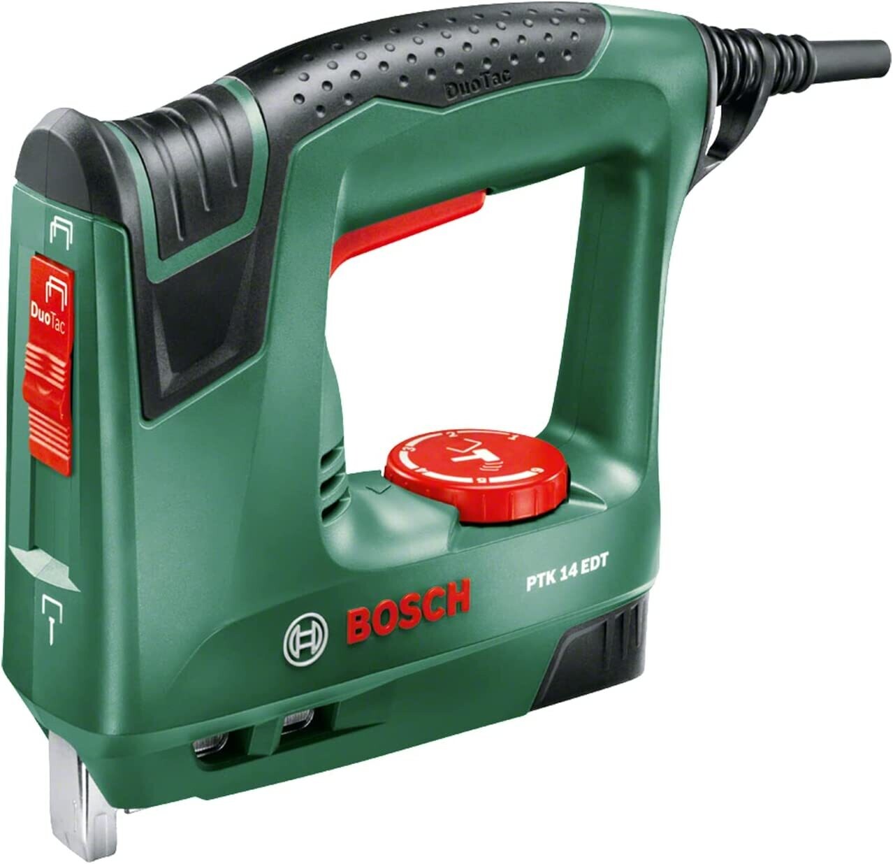 Bosch Home and Garden PTK 14 EDT - Grapadora eléctrica válida para grapas y clavos (240 W), Color Verde
