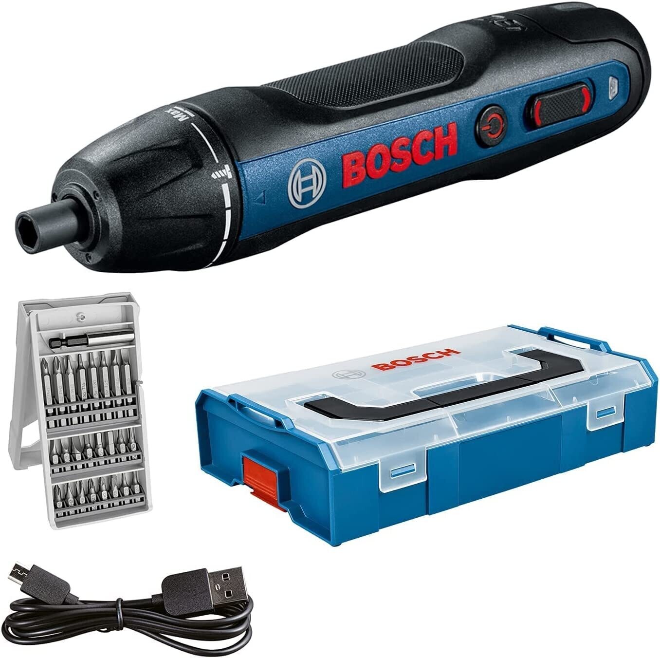 Bosch Professional Bosch GO - Atornillador a batería (3,6V, set 25 puntas, en L-BOXX Mini)