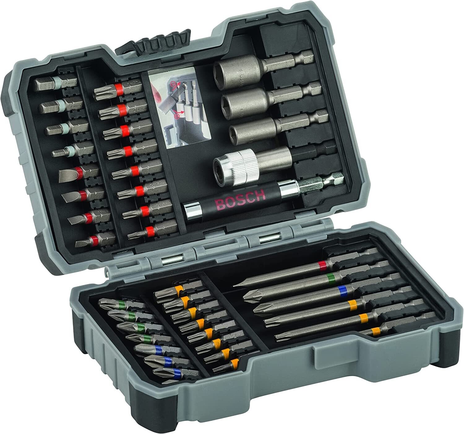 Bosch Professional 43 uds. Set de puntas de atornillar y llave de vaso (puntas PH, PZ, hexagonal, T, TH, S, accesorios para taladro y destornillador) [Clase de eficiencia energética A+]