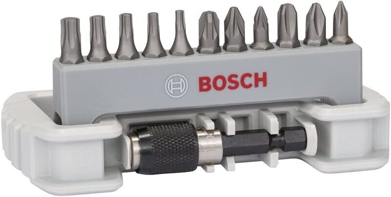 Bosch Professional Set de 11+1 Punta de atornillar Extra Hard (para PH, PZ y T tornillos, Accesorios taladros rotativos y atornilladores)