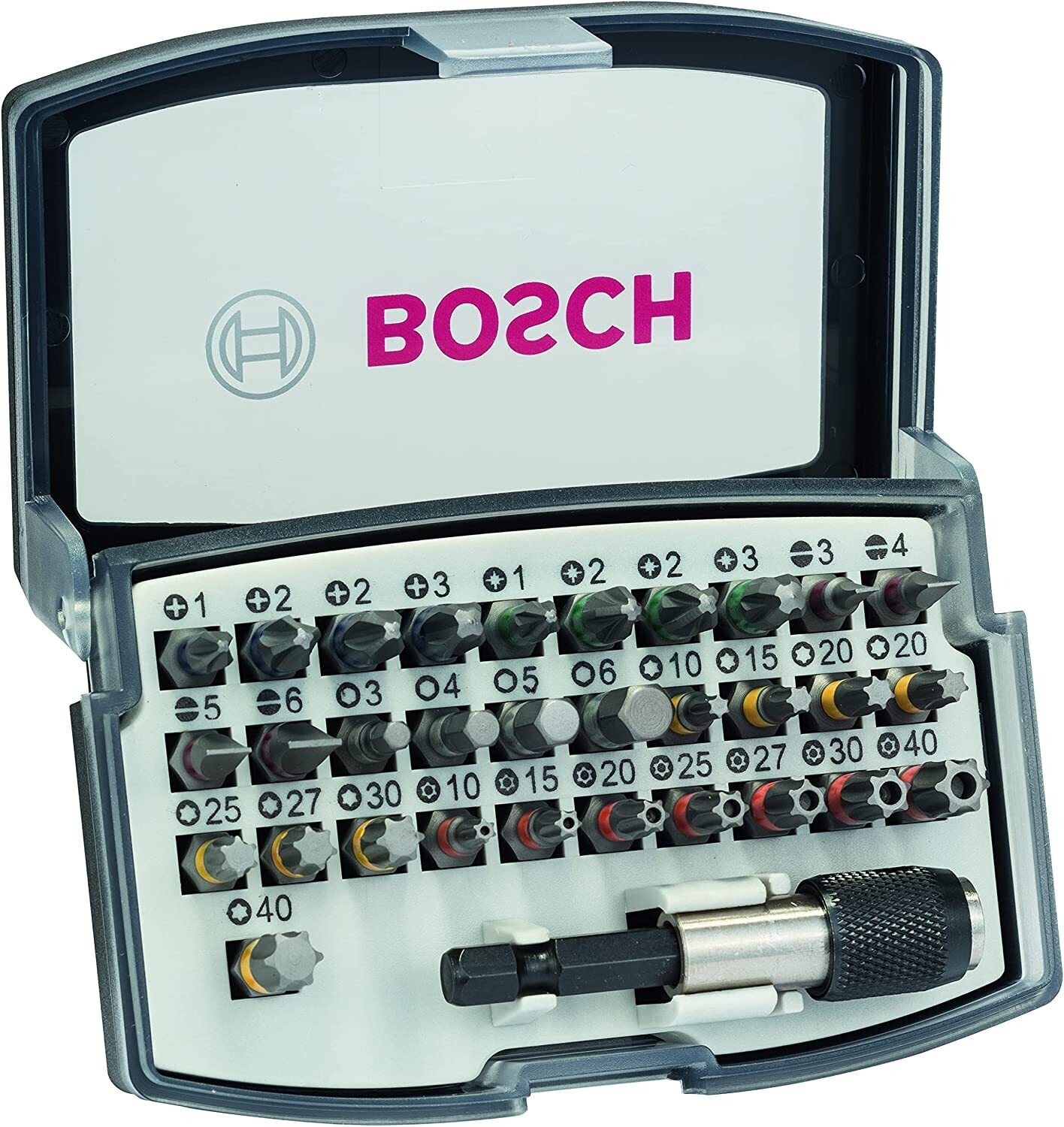 Bosch Professional 32 uds. Set de puntas de atornillar (puntas PH, PZ, hexagonal, T, TH, S, accesorios para taladro y destornillador)