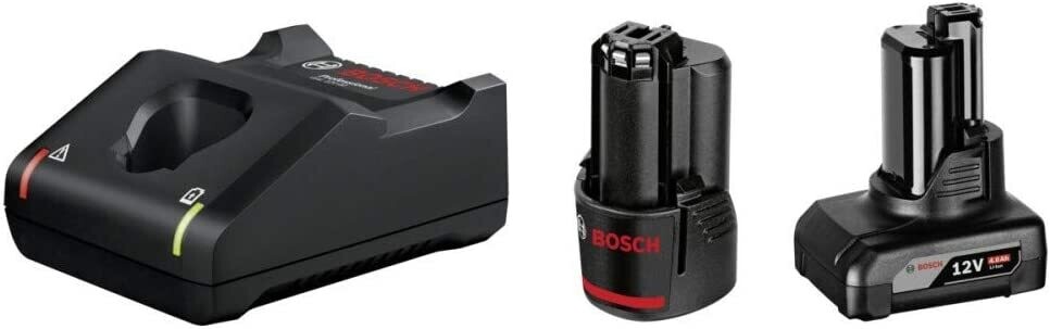 Bosch Professional 12V System GBA 12V + GAL 12V-40 - Set batería de litio + cargador (1 batería x 2.0 Ah + 1 batería x 4.0 Ah, compatible 10,8V / 12V)