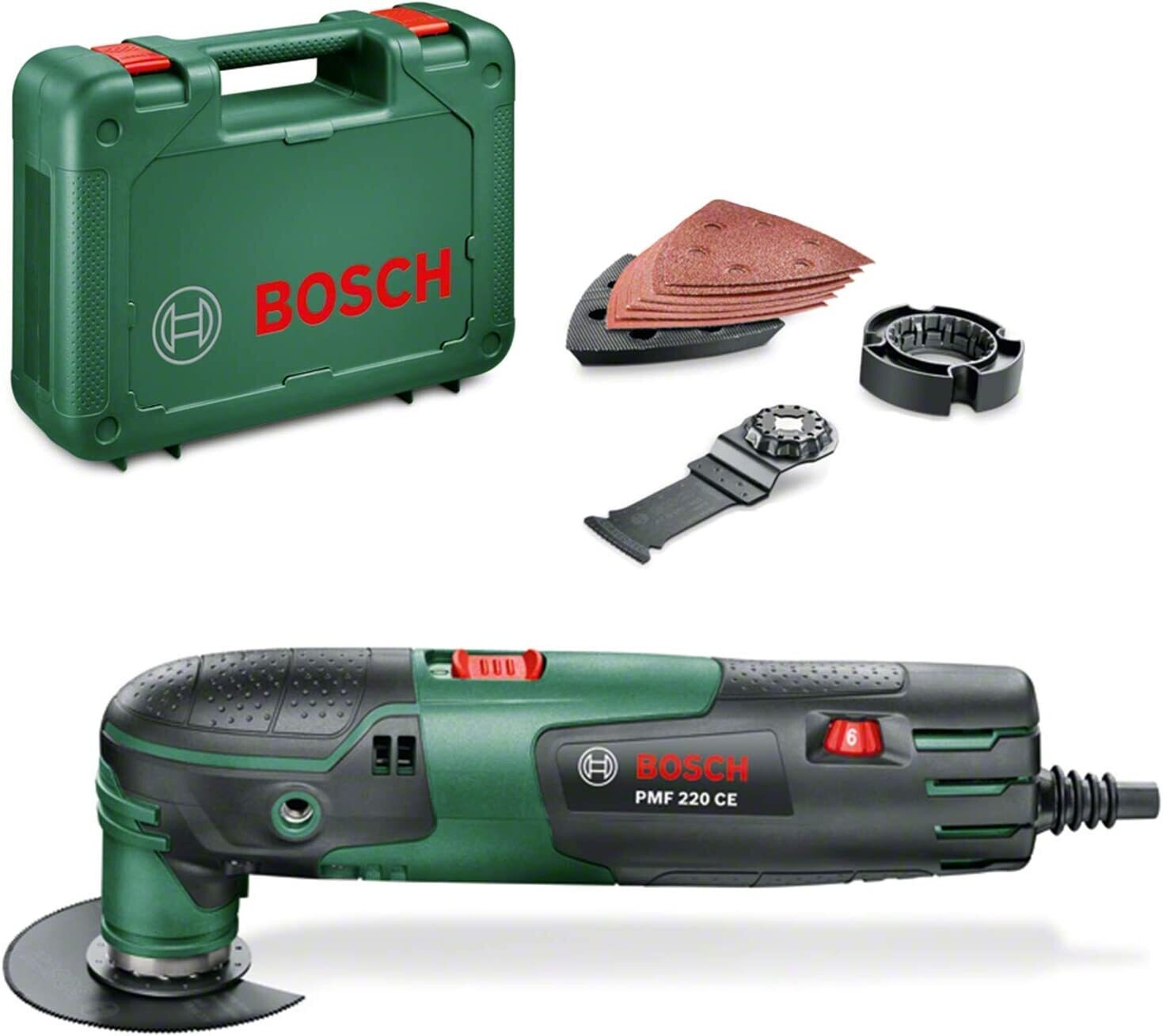 Bosch Home and Garden 0.603.102.000 PMF CE Multiherramienta, 220 W, 220 V, Schwarz, Grün