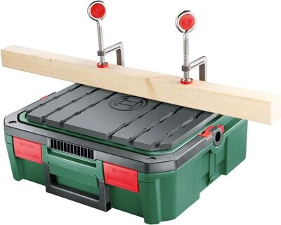Bosch Caja de herramientas SystemBox con Banco de trabajo integrado (tamaño S, accesorios para sierras de calar Bosch PST 700, en caja)