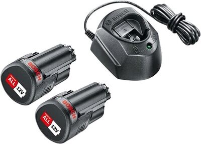 Bosch - Pack de batería y cargador (2 baterías, sistema de 12 V, en caja)