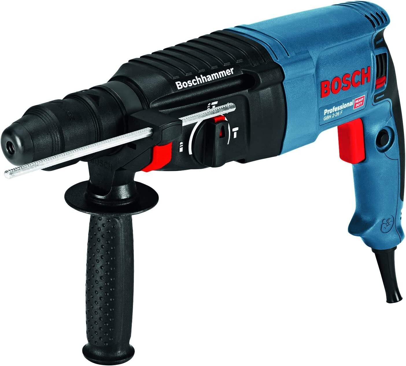 Bosch Professional GBH 2-26 F - Martillo perforador combinado (2,7 J, máx. hormigón 26 mm, portabrocas SDS plus + cilíndrico, en maletín), azul, 44.6 x 36 x 11.6 cm