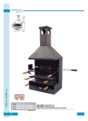 Cajón Chimenea c/Parrilla, Plancha y Kit 72x40x135 cms.