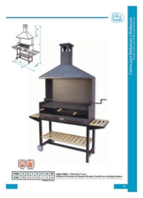 Barbacoa  Chim.Completa	 c/Bandeja	 Madera  100x40x217